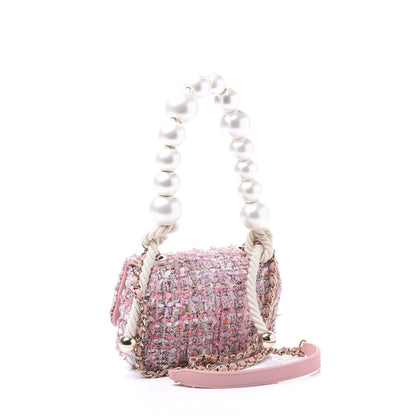 Chanel Tweed Mini Pearl Handle Flap Pink Beige Orange Ecru 2 of 9