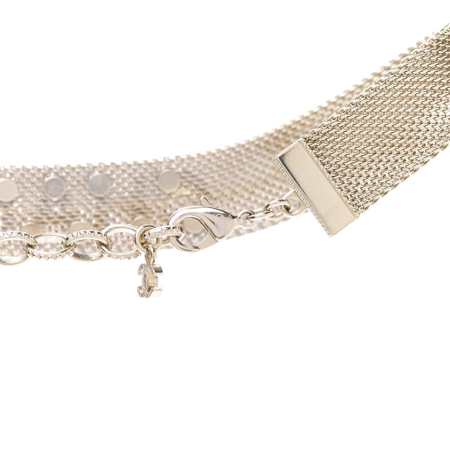 Chanel Mesh Ribbon Choker Necklace Gold 9 of 10