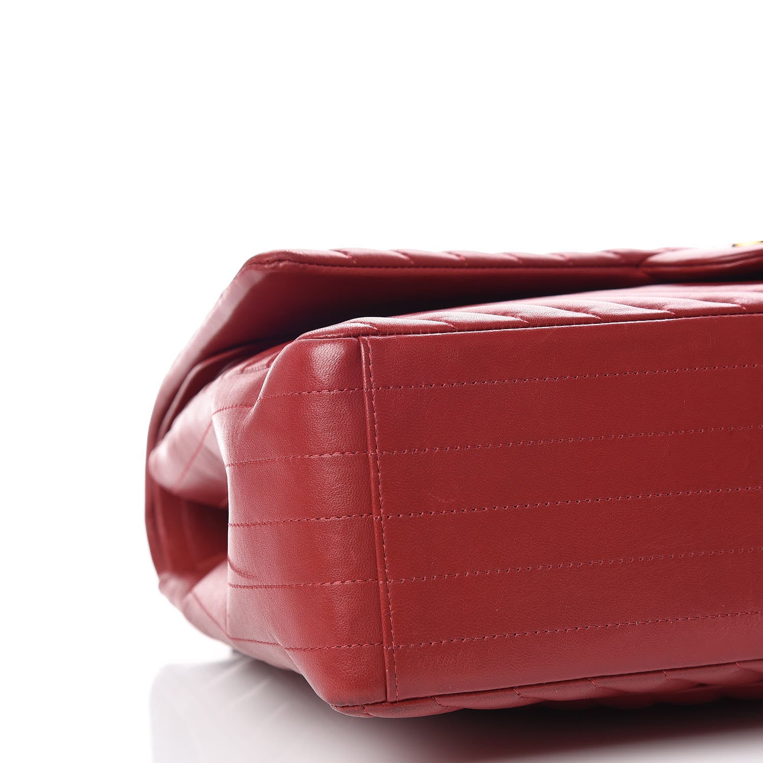 Chanel Lambskin Chevron Quilted Maxi Double Flap Red 15 of 26