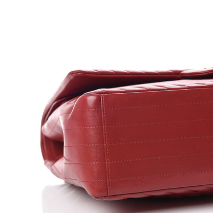 Chanel Lambskin Chevron Quilted Maxi Double Flap Red 15 of 26