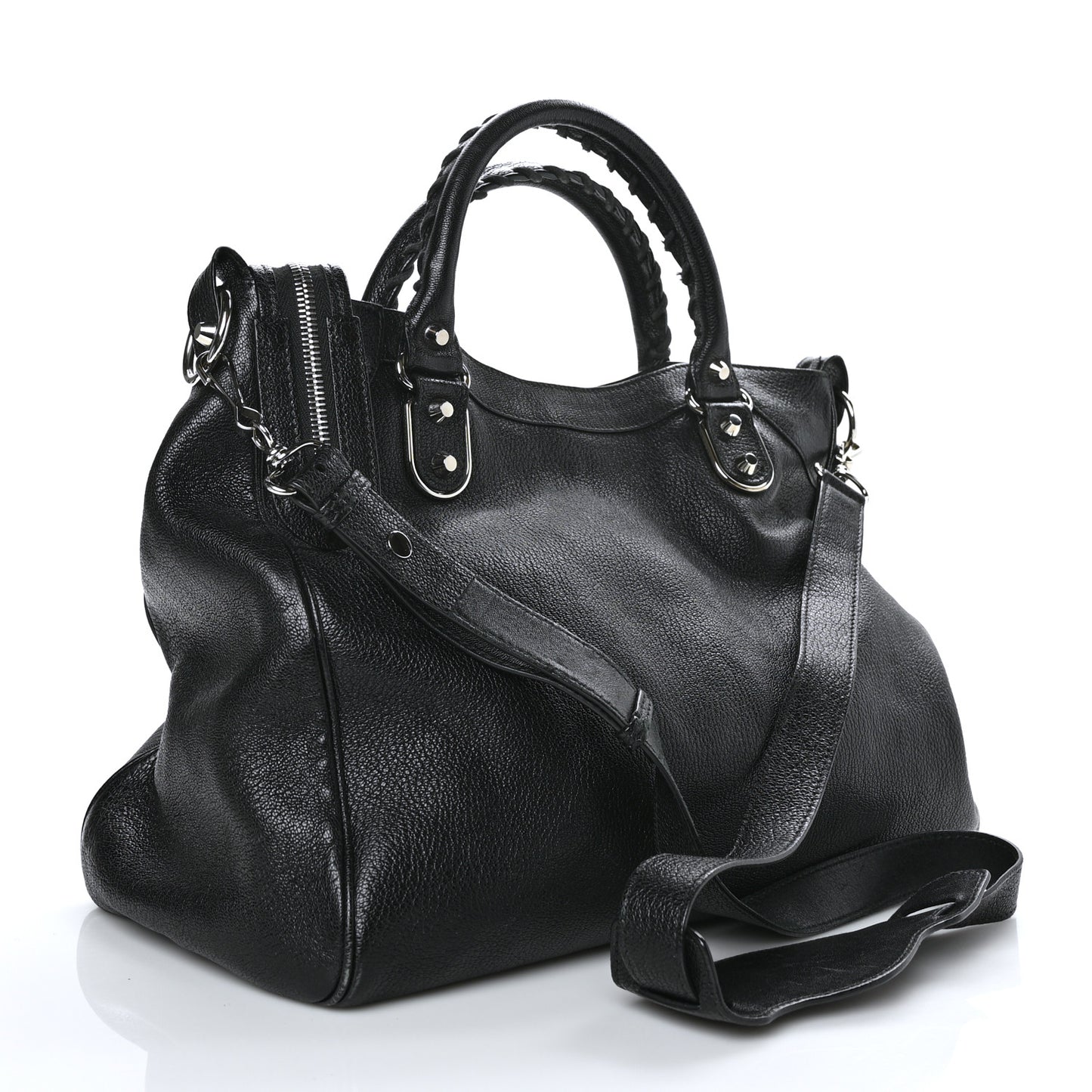 Chevre Silver Metallic Edge Hardware Velo Black