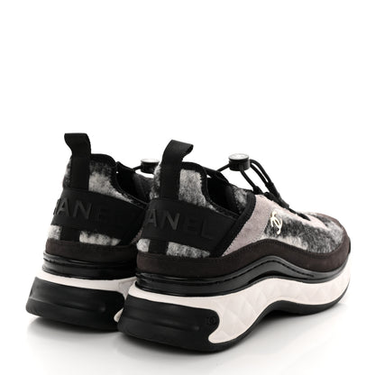 Chanel Suede Calfskin Mixed Fibers CC Sneakers 38 Grey 4 of 9