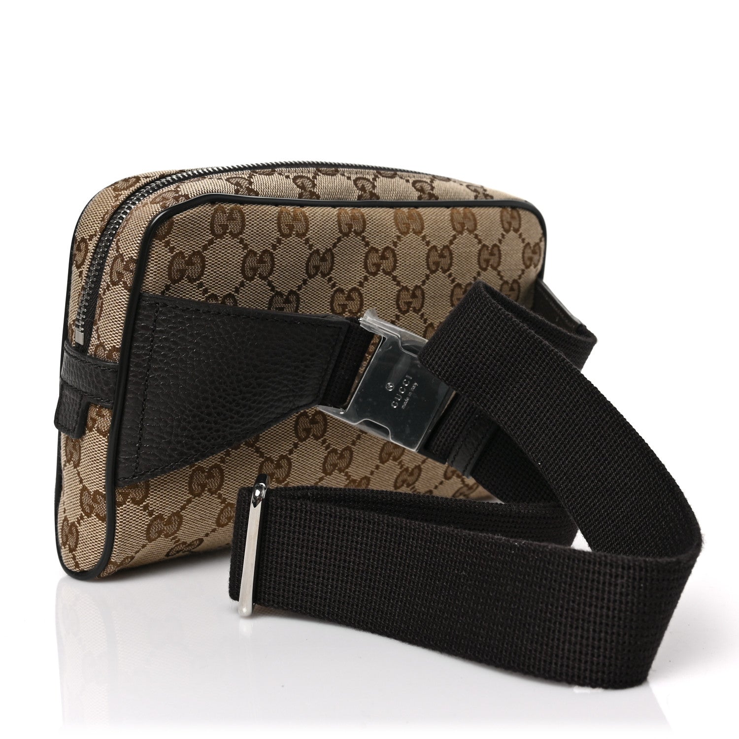 Gucci Monogram Dollar Calfskin Belt Bag Beige Ebony Testa di Moro Marrone Scuro 3 of 9