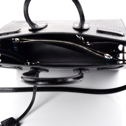 Saint Laurent Calfskin Crocodile Embossed Small Sac de Jour Black 8 of 11
