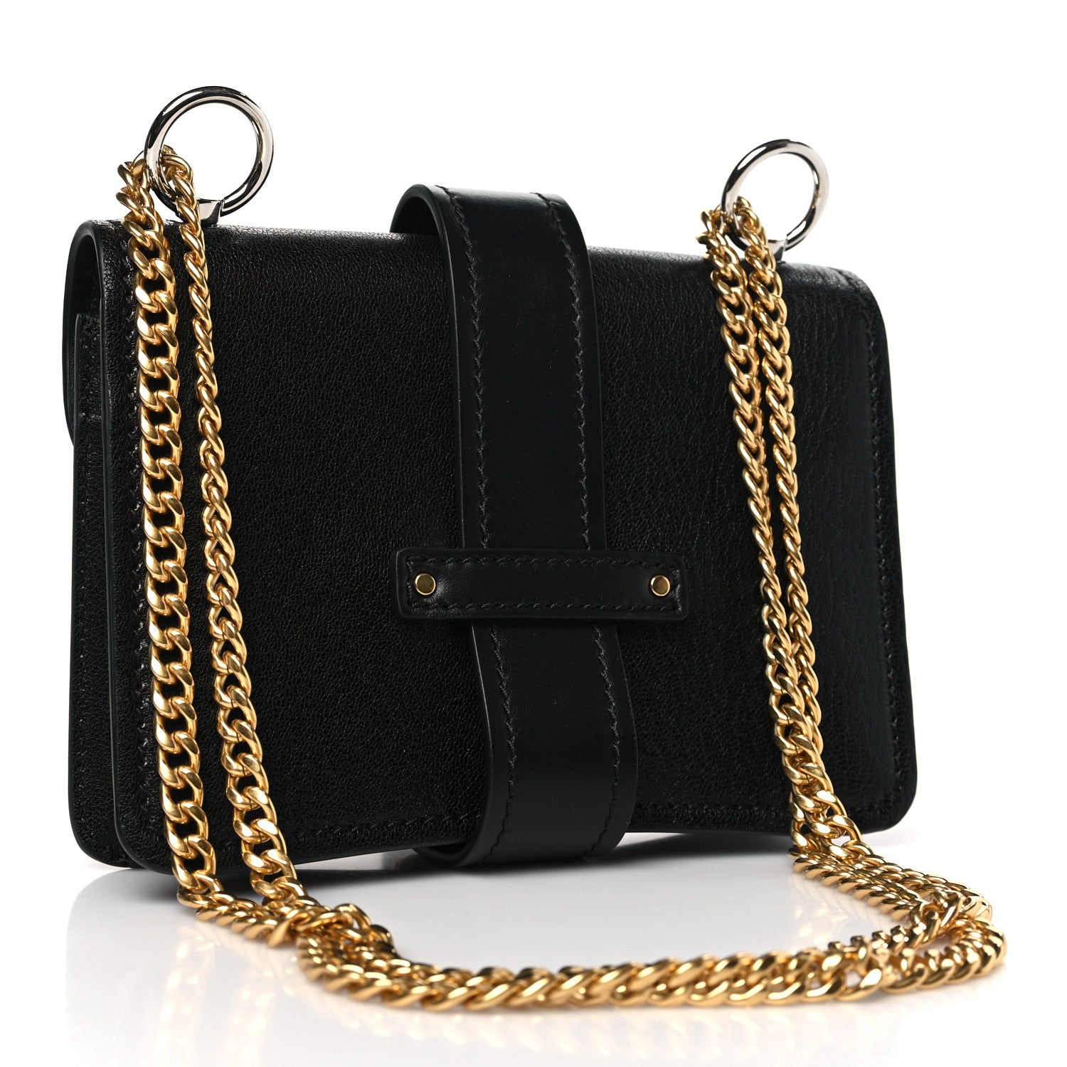 Chloe Shiny Goatskin Calfskin Mini Aby Chain Shoulder Bag Black 3 of 9