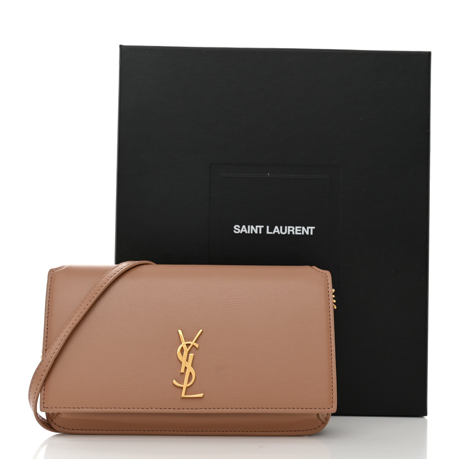 Saint Laurent Smooth Calfskin Monogram Phone Holder Crossbody Vintage Peach 11 of 11