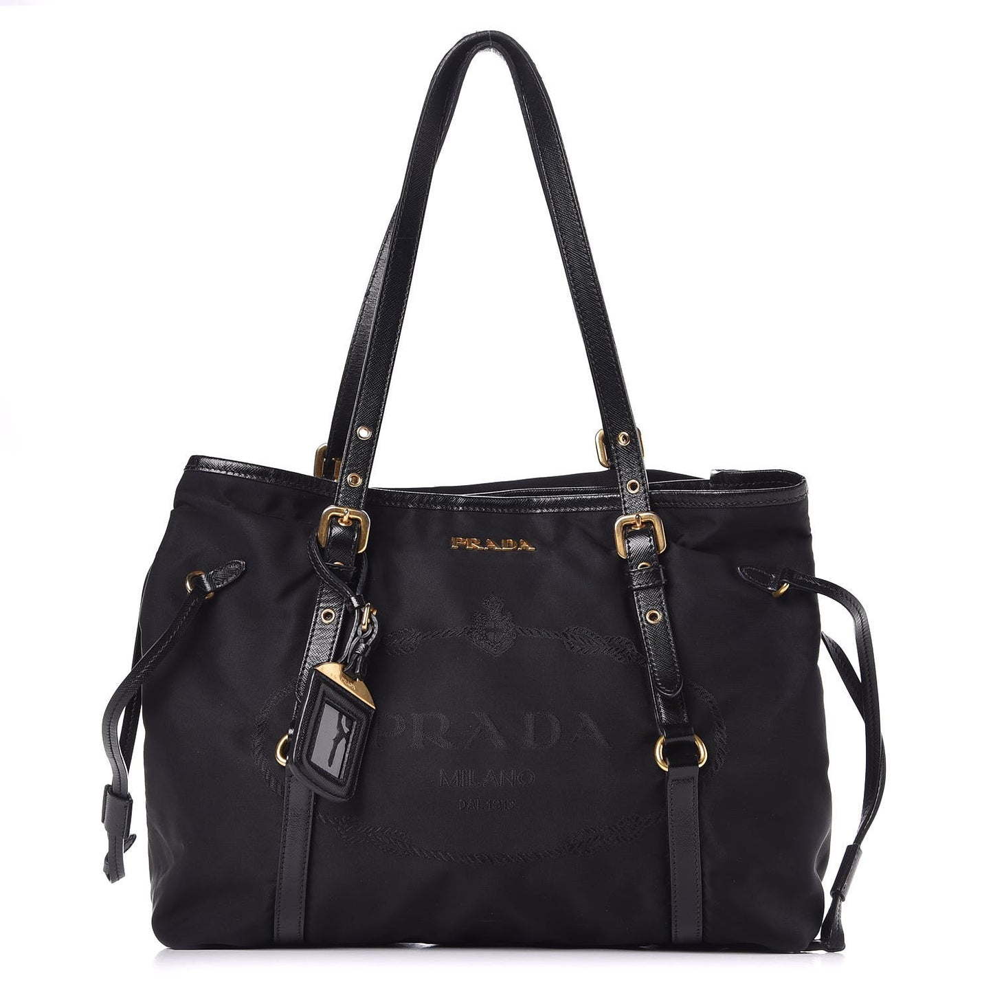 Tessuto Nylon Jacquard Logo Tote Black