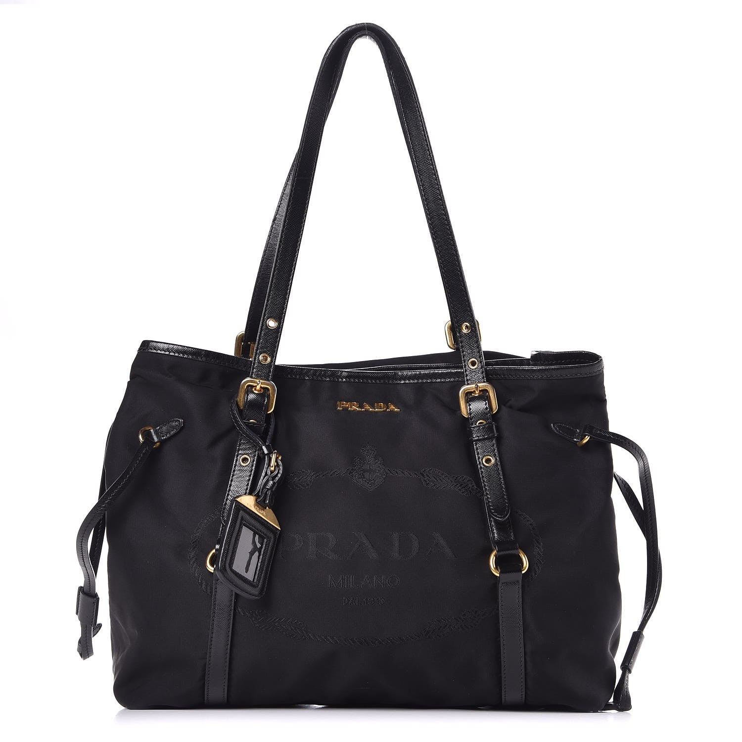 Prada Tessuto Nylon Jacquard Logo Tote Black 1 of 9