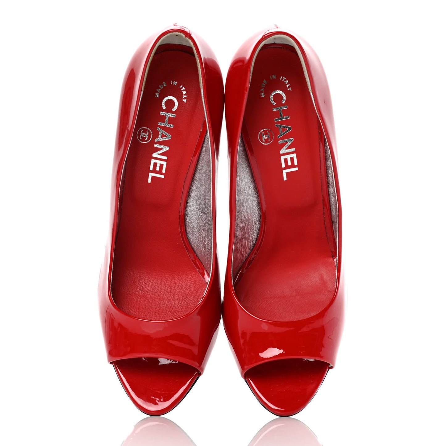Patent Open Toe CC Pumps 38 Red