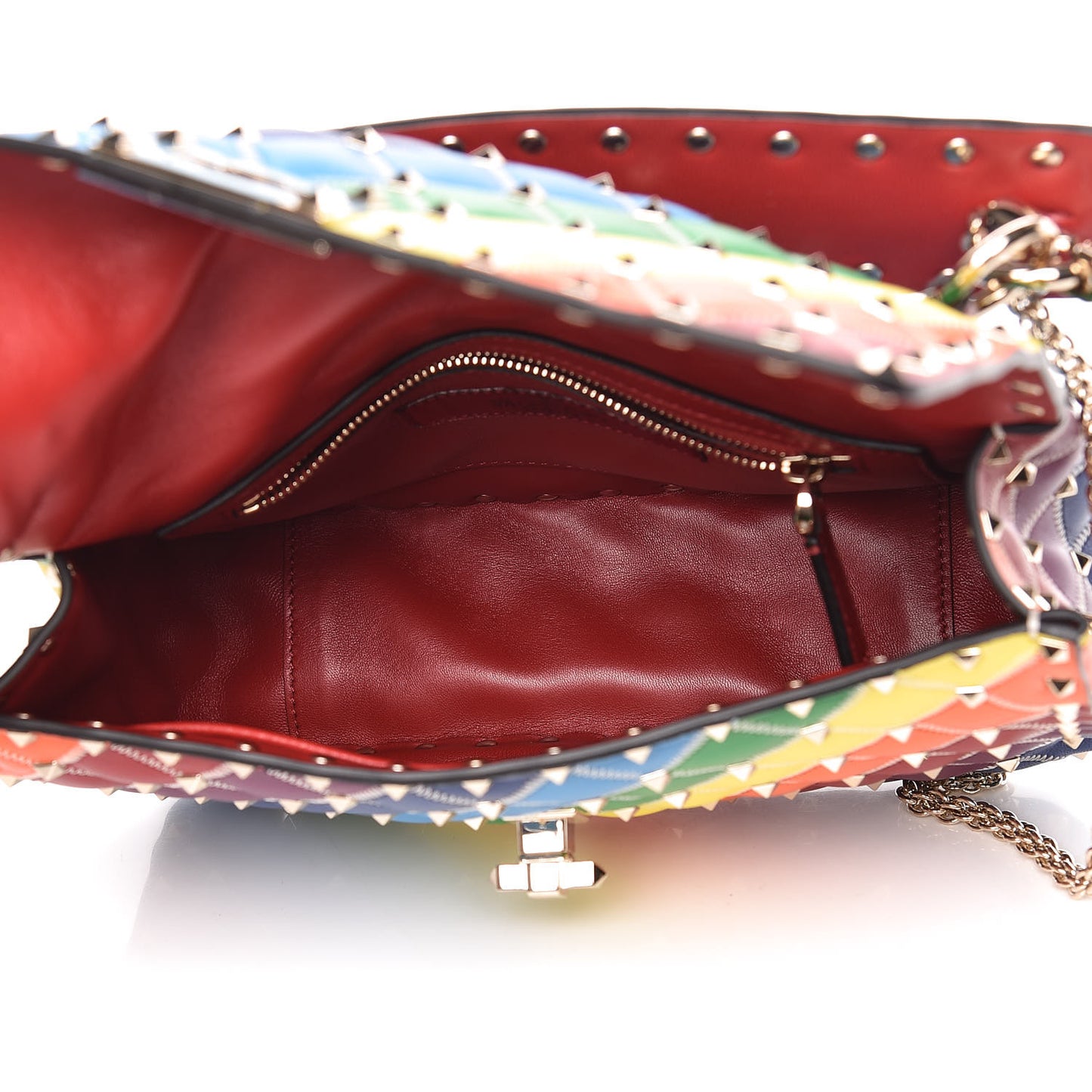 Lambskin Medium Rockstud Spike Shoulder Bag Rainbow