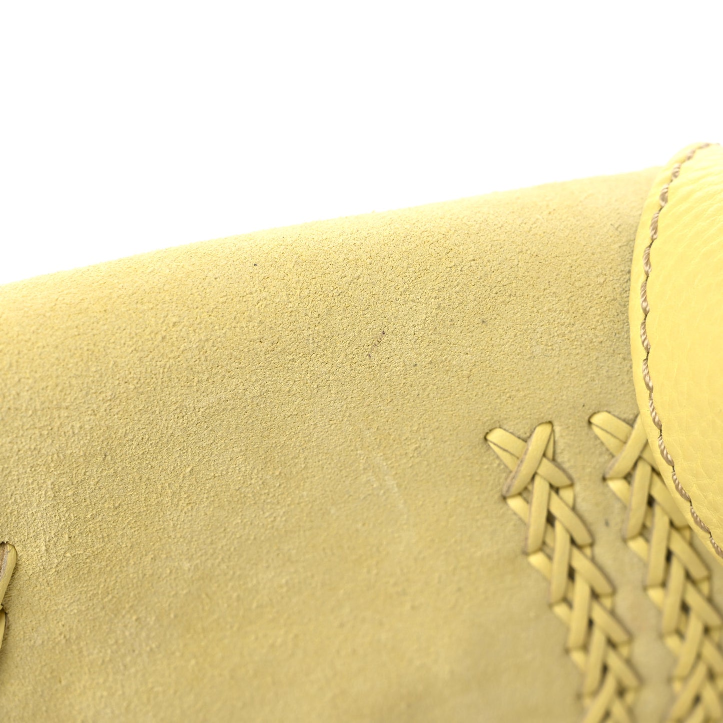 Suede Calfskin Braided Mini Marcie Round Crossbody Bag Yellow