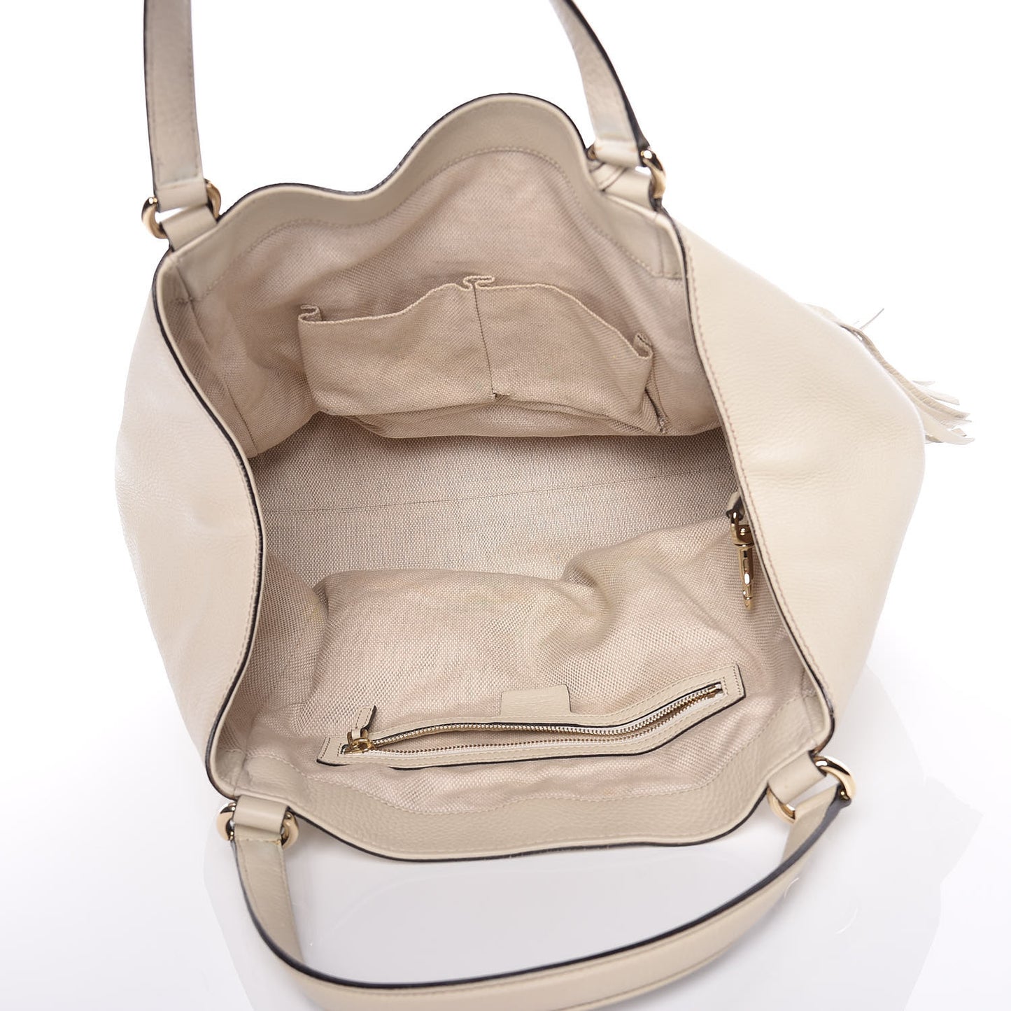 Pebbled Calfskin Medium Soho Shoulder Bag Off White