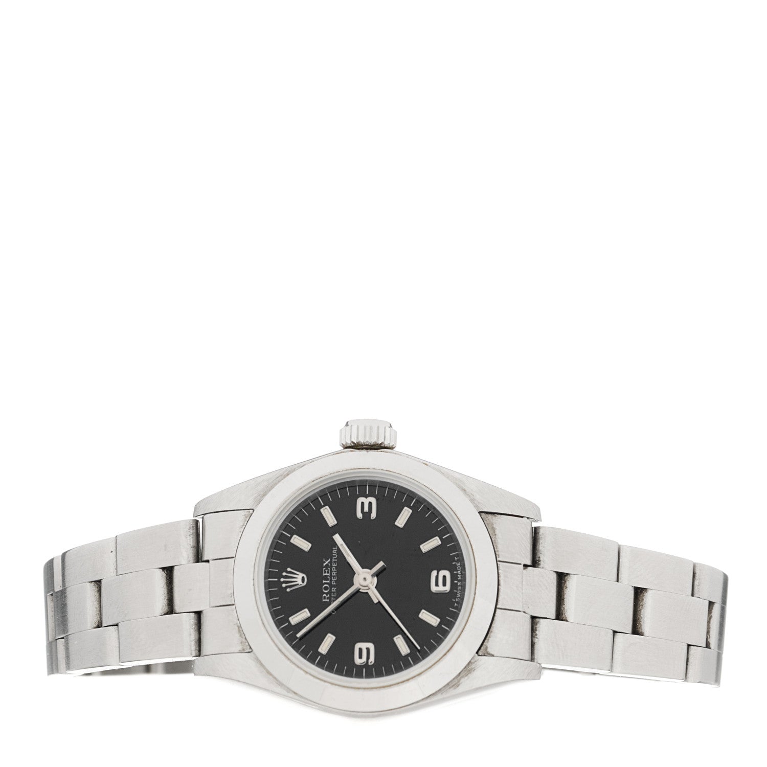 Rolex Stainless Steel 24mm Oyster Perpetual Watch Black 67180 2 of 5