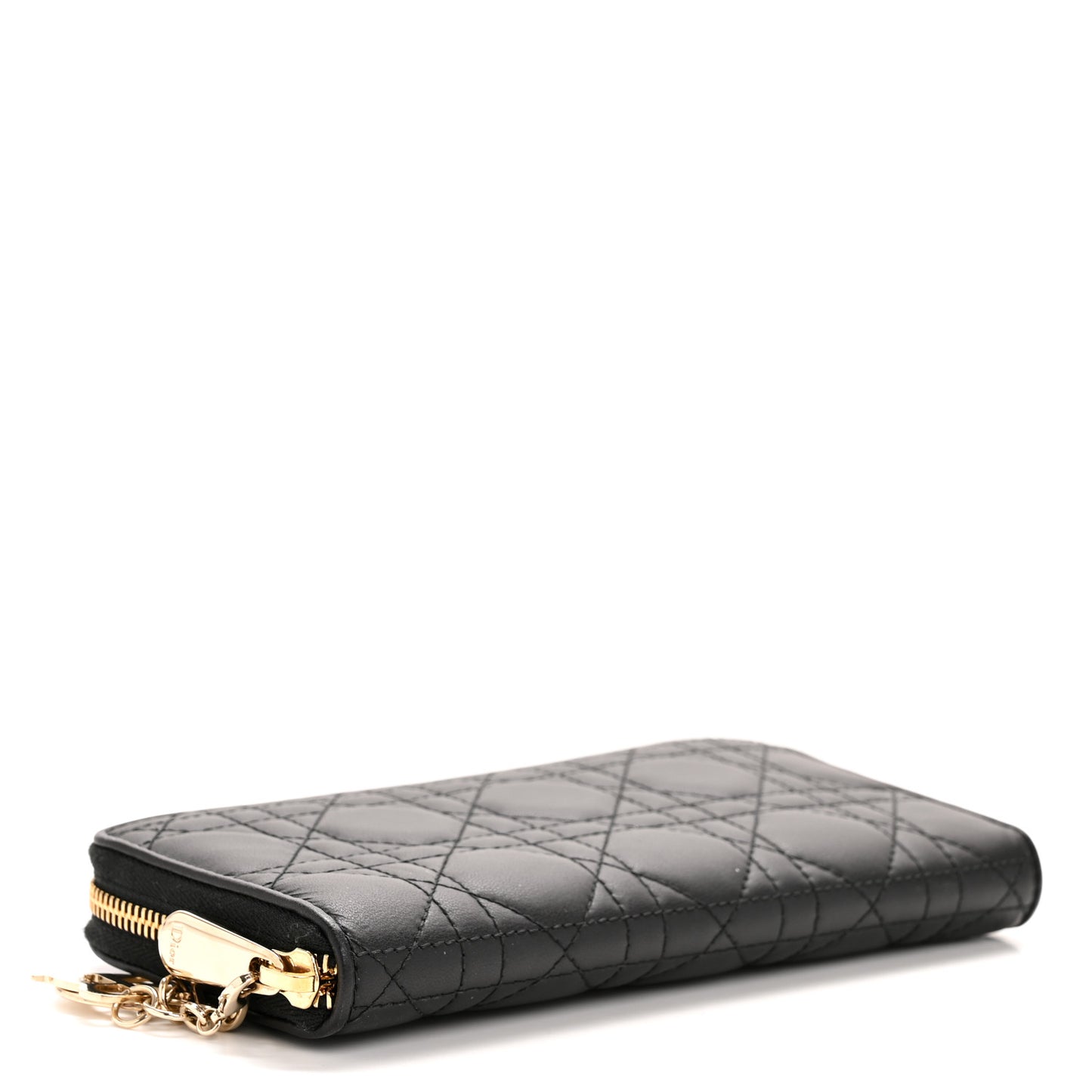 Lambskin Cannage Lady Dior Voyageur Wallet Black
