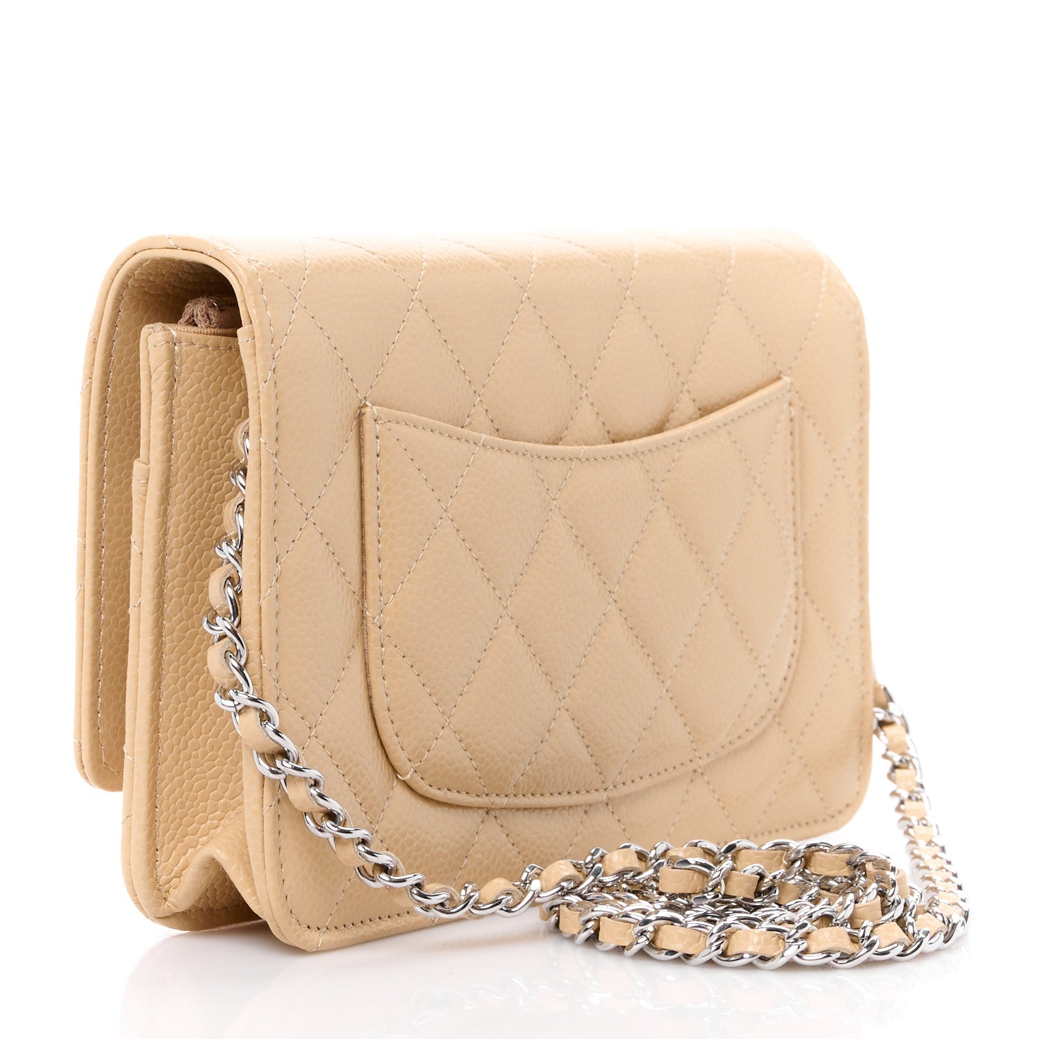 Chanel Caviar Quilted Wallet on Chain WOC Beige 3 of 14