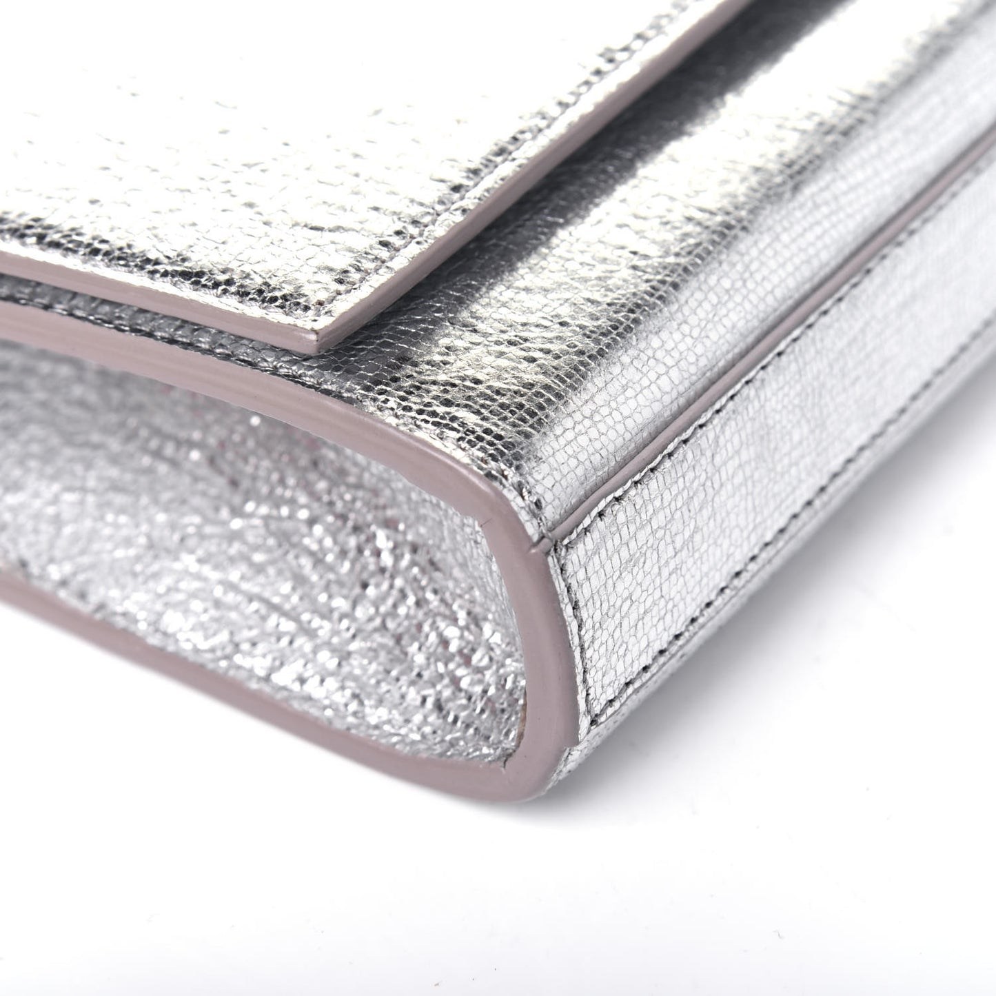 Textured Metallic Calfskin Classic Monogram Cassandre Clutch Silver