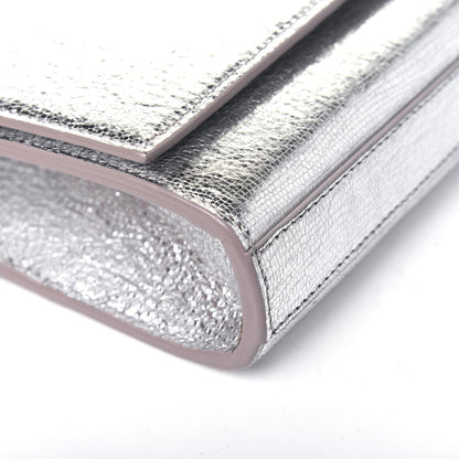 Saint Laurent Textured Metallic Calfskin Classic Monogram Cassandre Clutch Silver 12 of 15