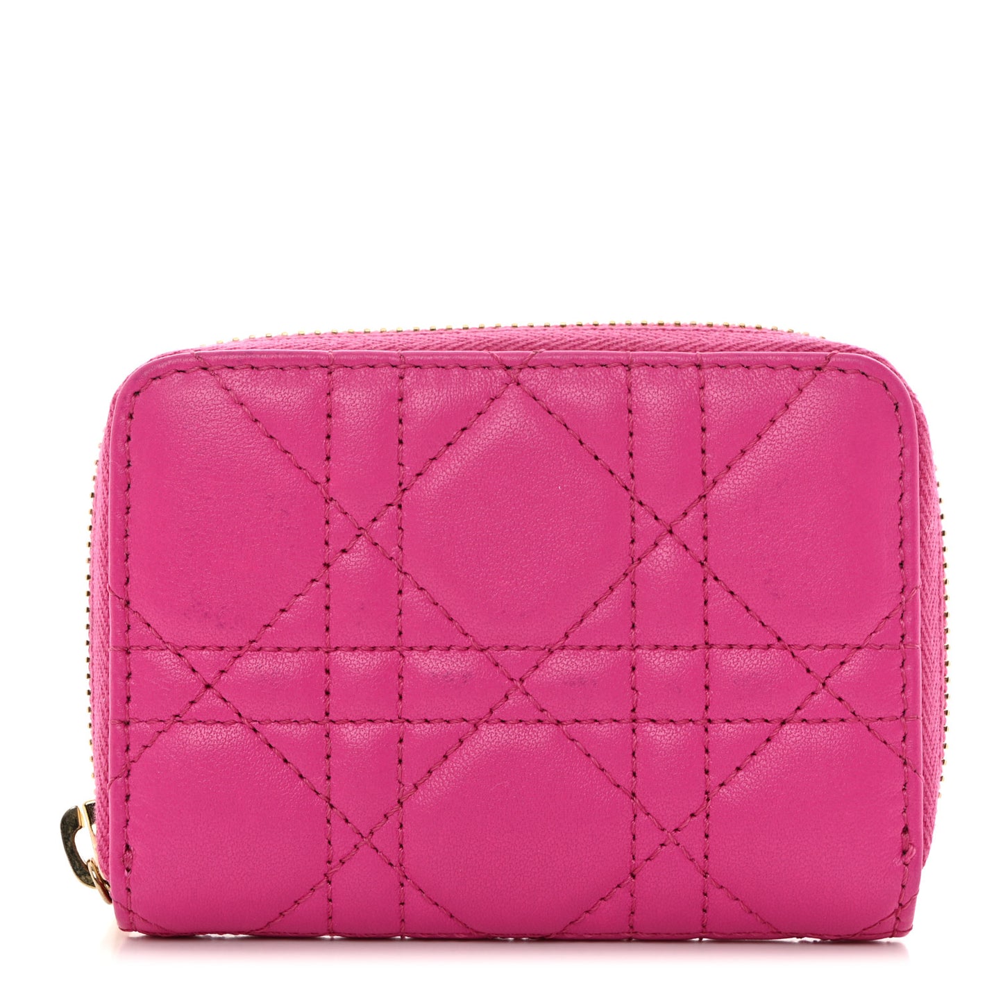 Lambskin Cannage Mini Lady Dior Zip Portemonnaie Rani Pink