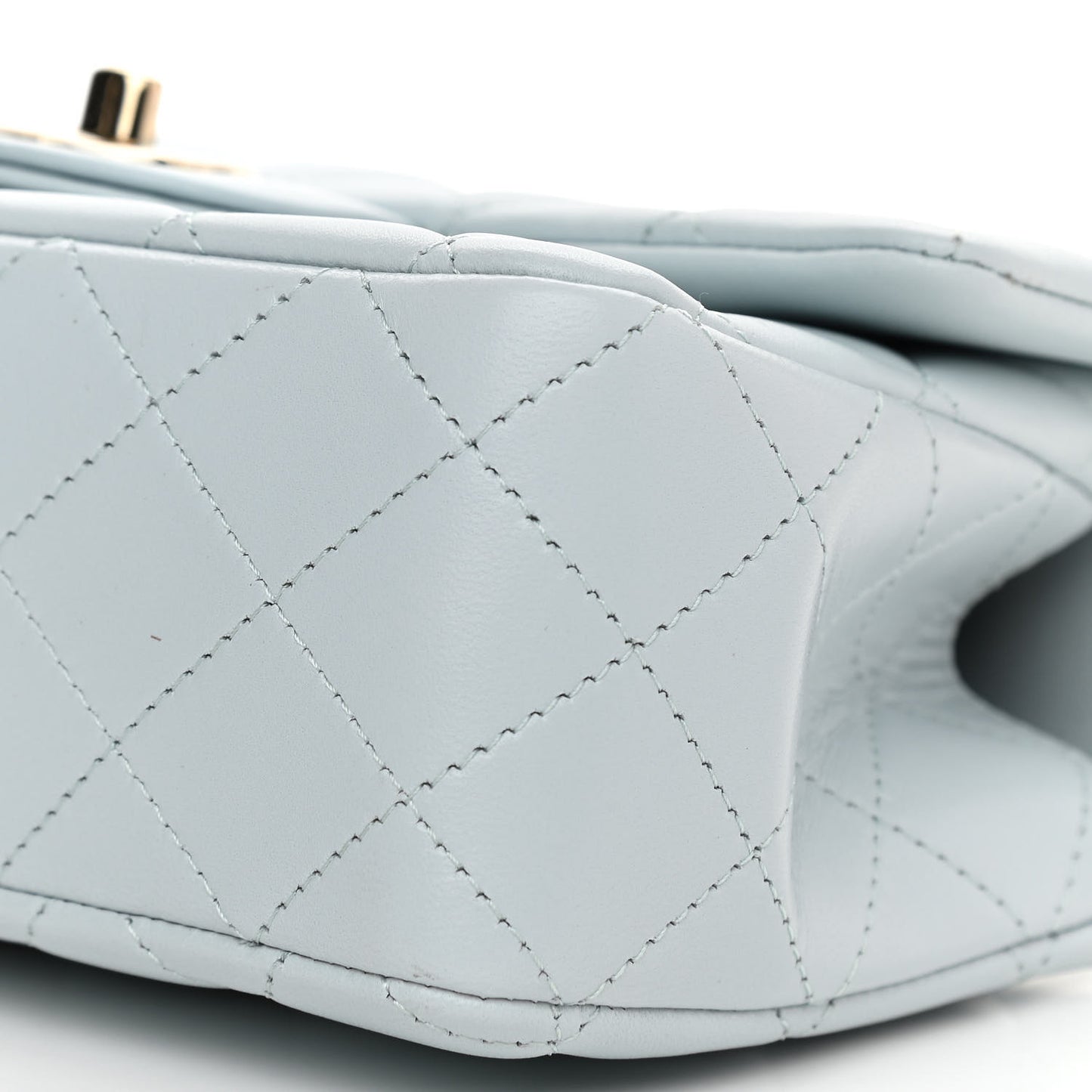 Lambskin Quilted Mini Top Handle Rectangular Flap Light Blue