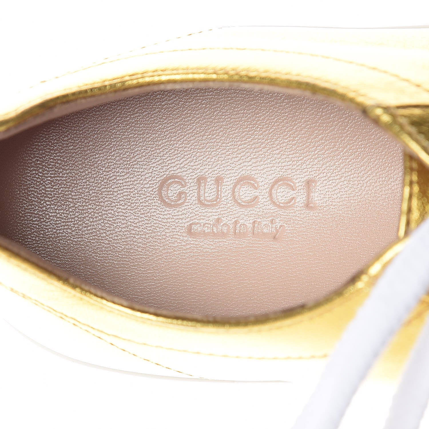 Gucci Metallic Nappa Sylvie Web Peggy Platform Sneakers 35.5 Oro Vecchio 6 of 11