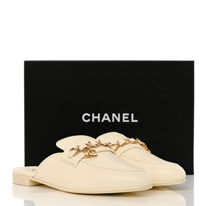 Chanel Lambskin Chain CC Mules 40.5 Ivory 11 of 11