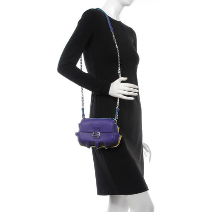 Fendi Vitello Dolce Waves Tri-Color Micro Double Baguette Purple Banana Mostarda 2 of 10