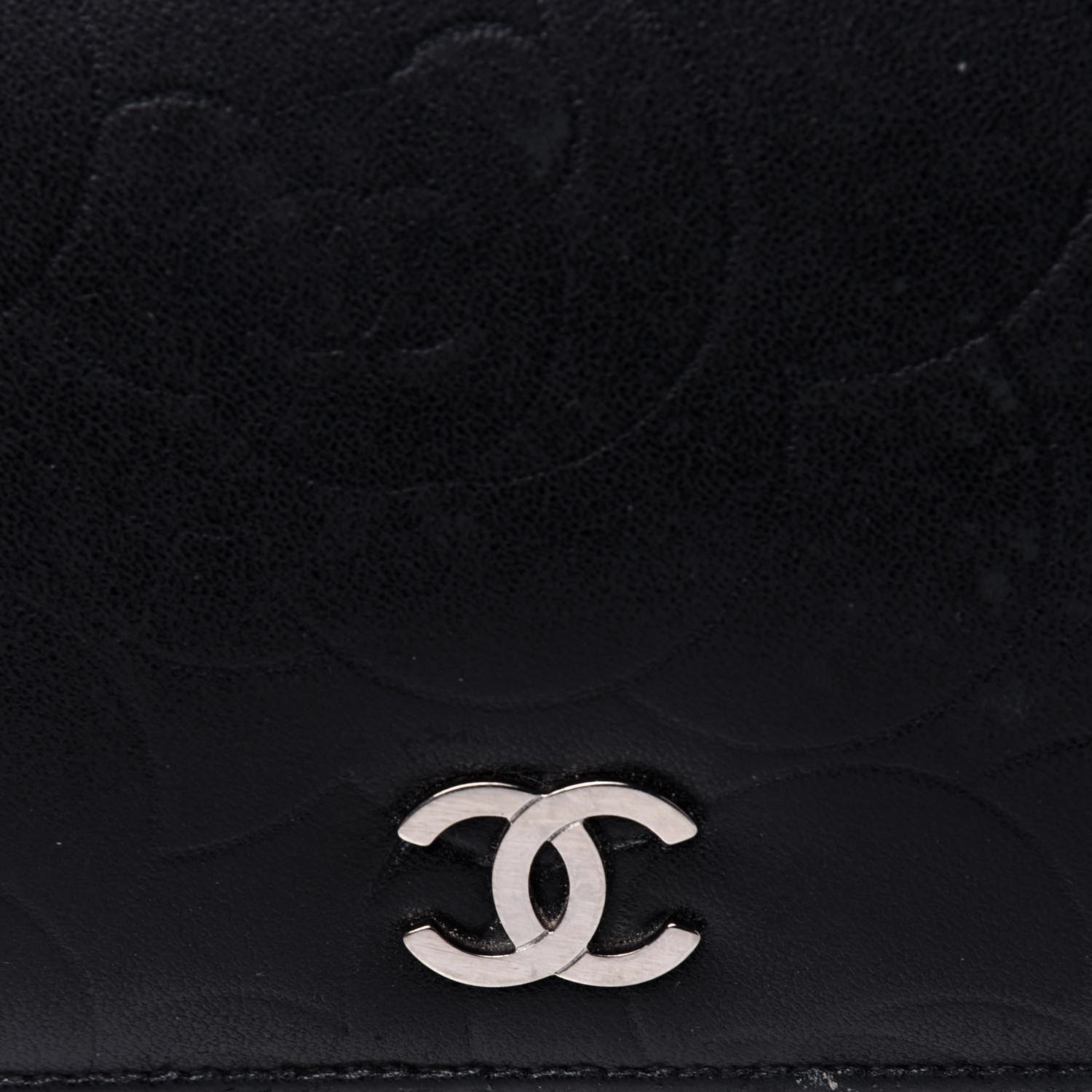 Chanel Lambskin Camellia Embossed Yen Wallet Black 25 of 26