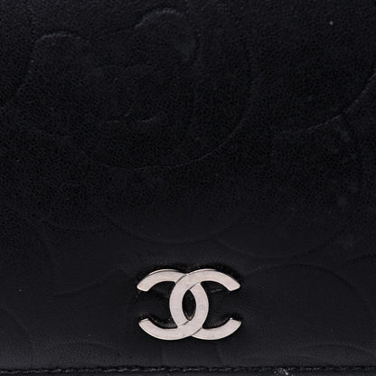 Chanel Lambskin Camellia Embossed Yen Wallet Black 25 of 26
