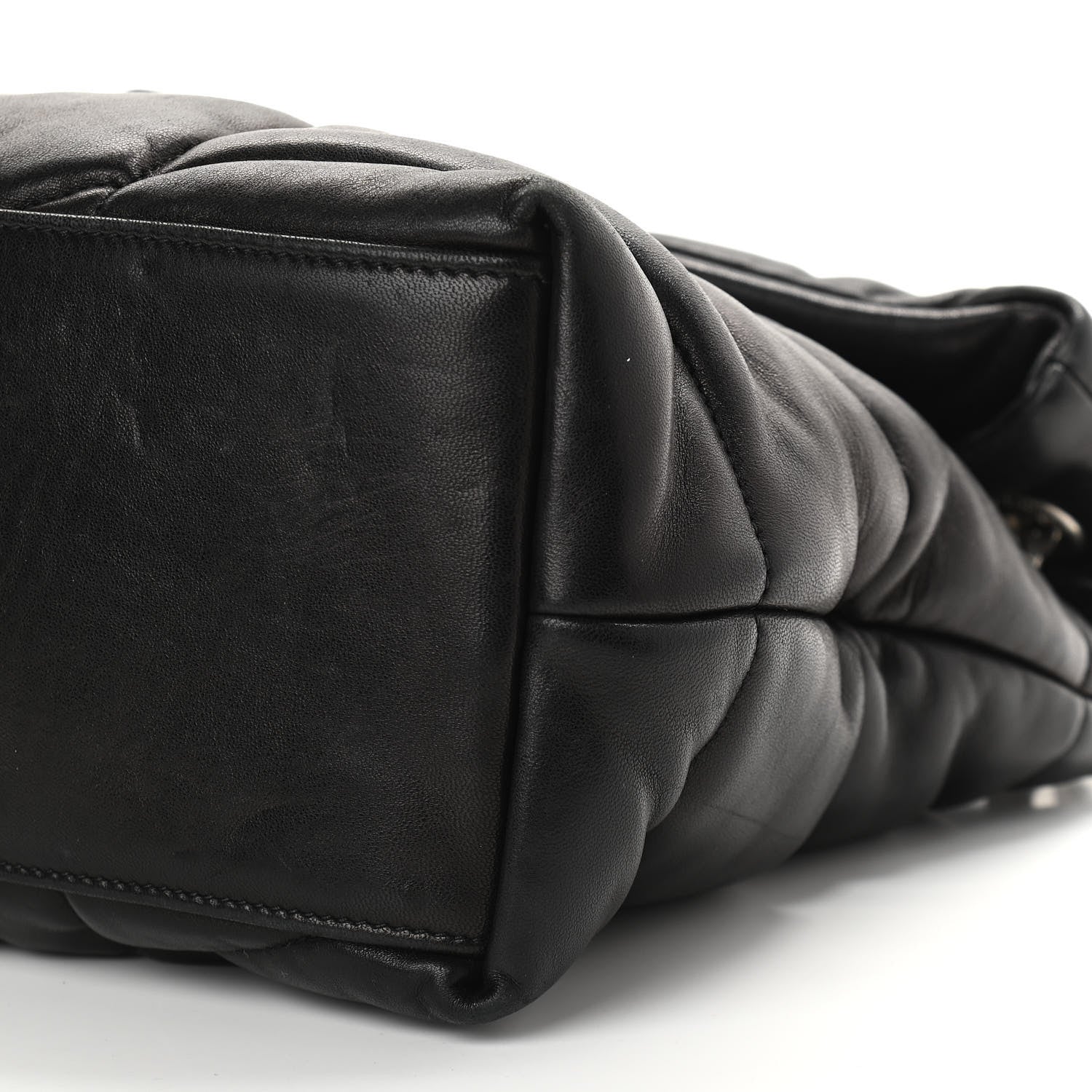 Saint Laurent Lambskin Quilted Medium Loulou Puffer Monogram Chain Satchel Black 9 of 9
