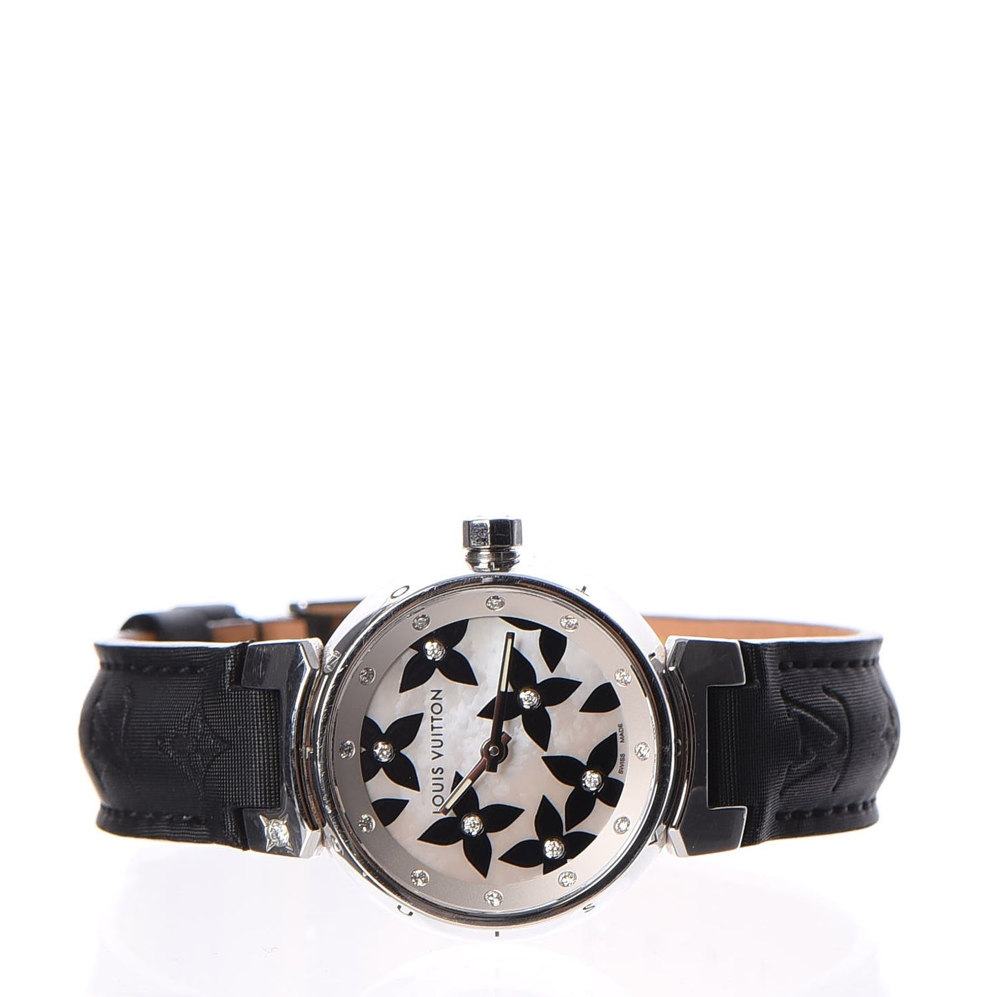 Stainless Steel Douceur Diamond Mother of Pearl 28mm Tambour Lovely Quartz Watch