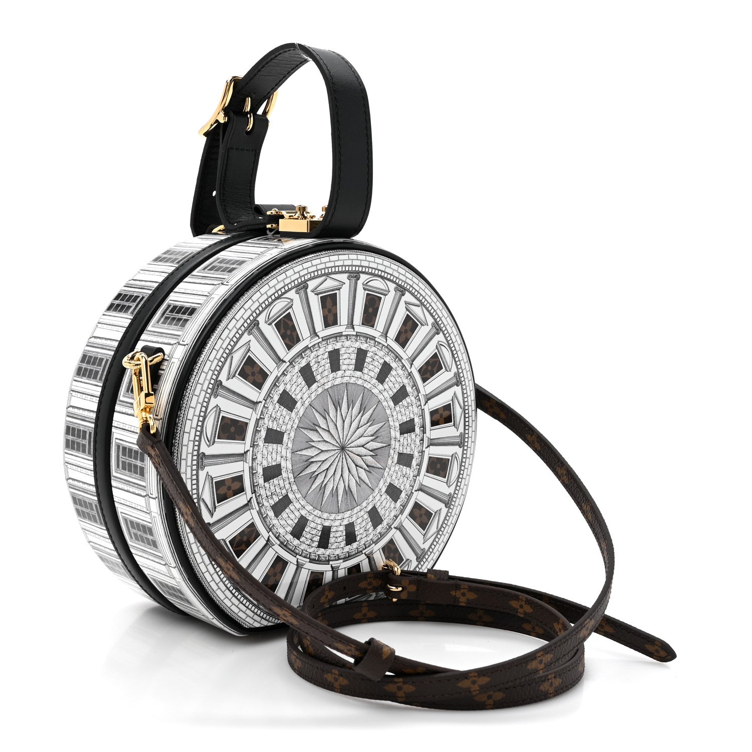 Louis Vuitton X FORNASETTI Calfskin Architettura Petite Boite Chapeau White Black 3 of 10