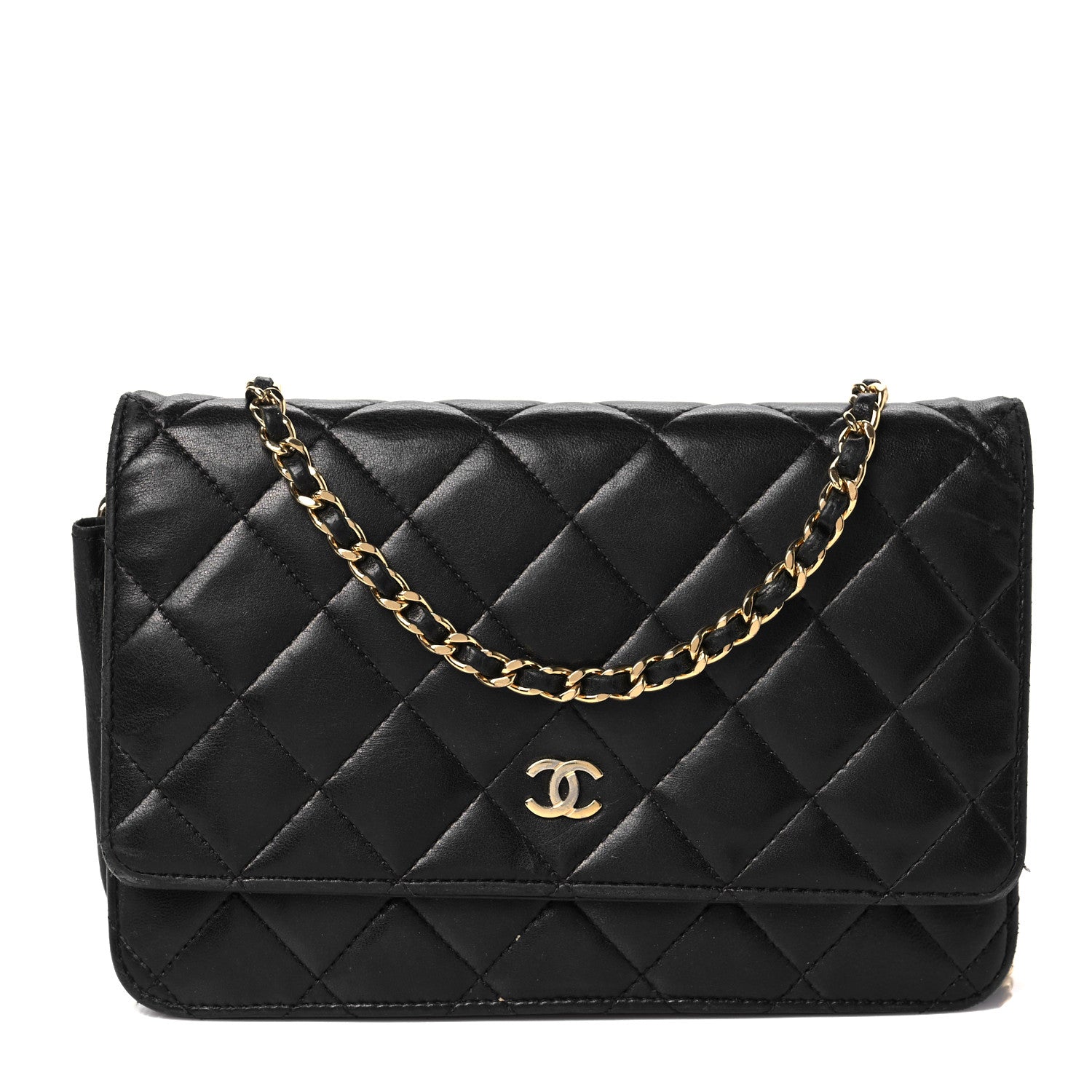 Chanel Lambskin Quilted Wallet On Chain WOC Black 1 of 12