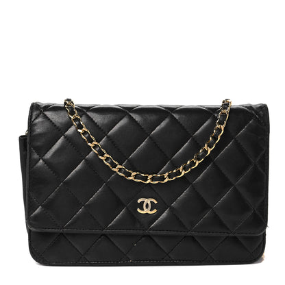 Chanel Lambskin Quilted Wallet On Chain WOC Black 1 of 12