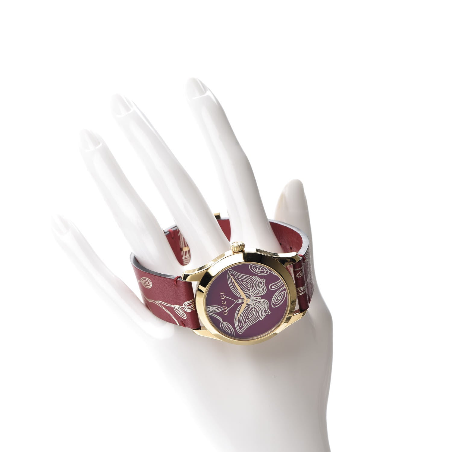 Gucci Stainless Steel Calfskin 38mm G-Timeless Butterfly Quartz Watch Red 2 of 8