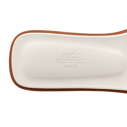 Hermes Box Calfskin Oran Sandals 38.5 White 6 of 10