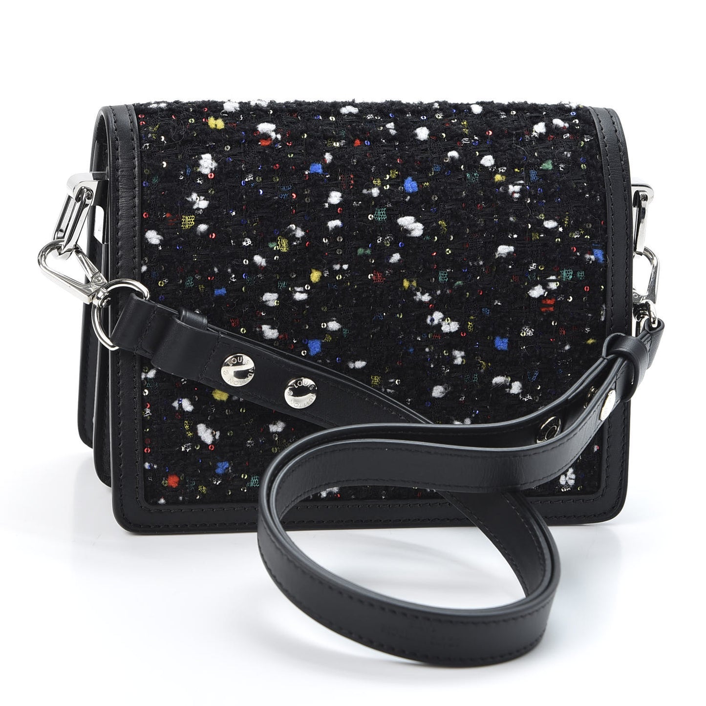 Tweed Calfskin Dauphine Mini Black Multicolor