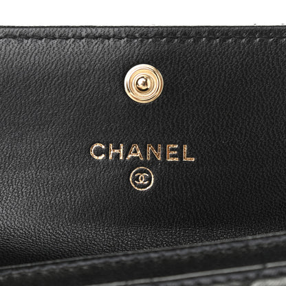 Chanel Lambskin Quilted CC Button Flap Card Holder Black 6 of 9