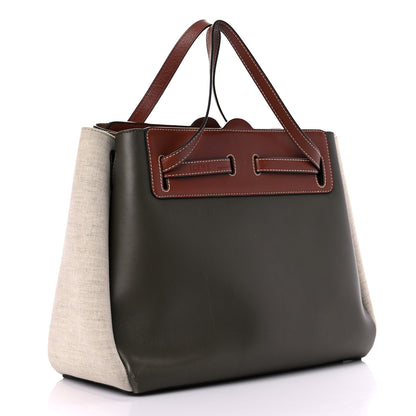 Loewe Calfskin Linen Lazo Tote Khaki Green 2 of 20