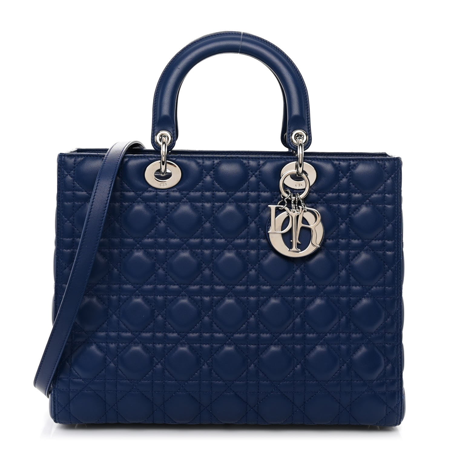 Christian Dior Lambskin Cannage Large Lady Dior Royal Blue 1 of 10