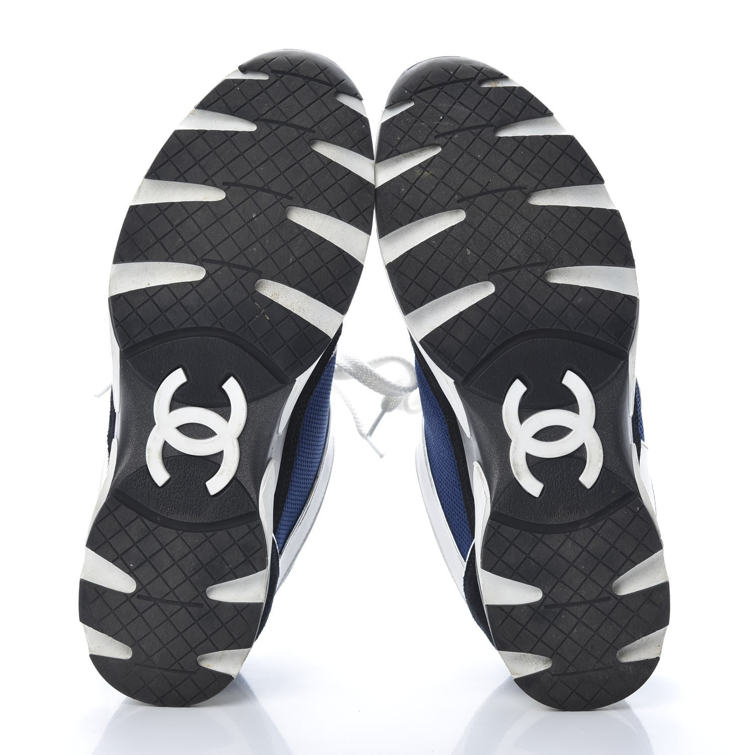 Chanel Suede Calfskin CC Sneakers 39 Blue Black 5 of 13