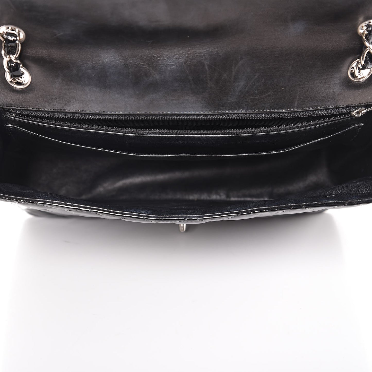 Patent Quilted Maxi Single Flap Black