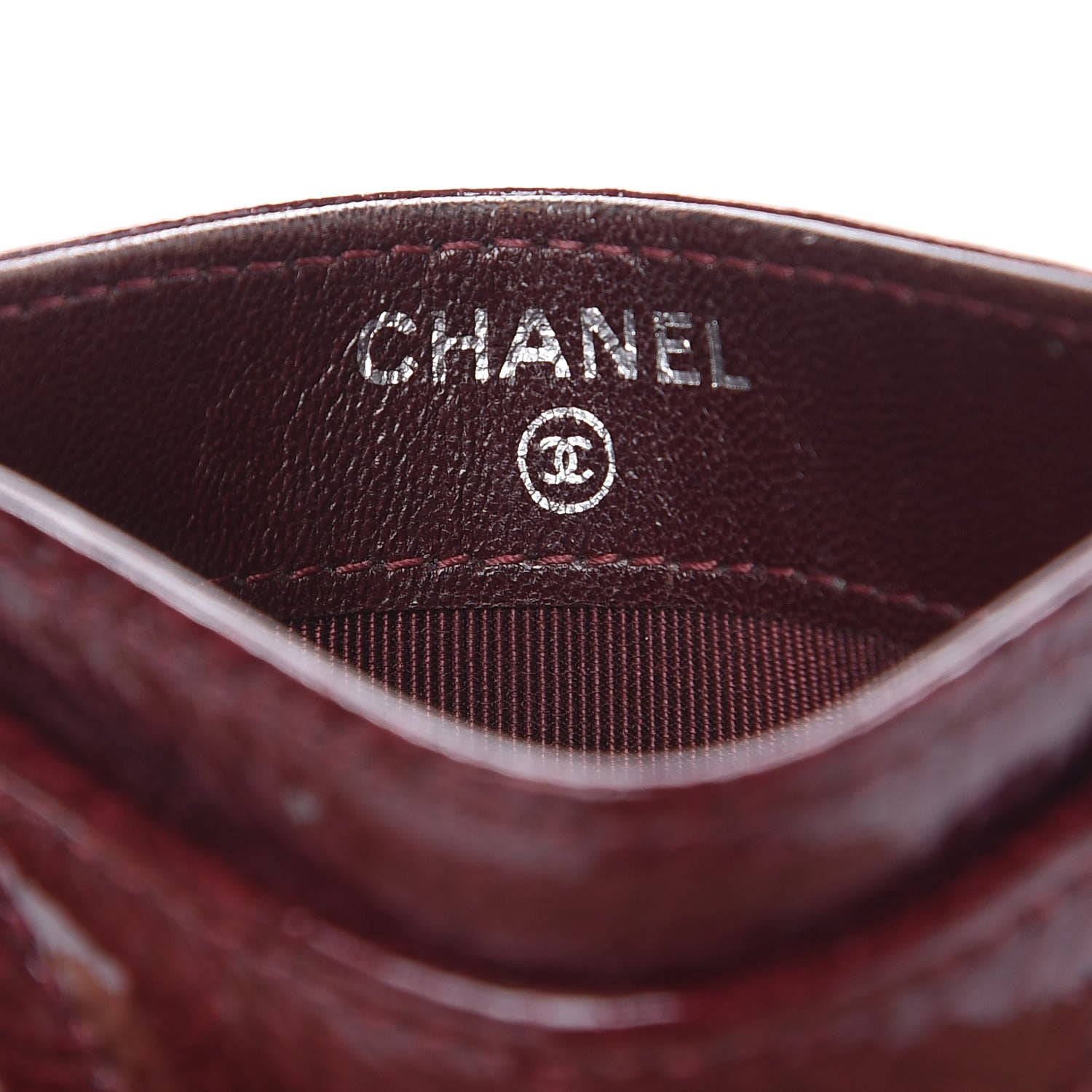 Chanel Distressed Patent Quilted Card Holder Bordeaux 7 of 10
