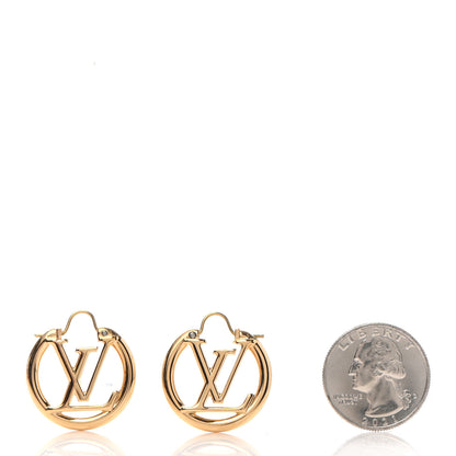 Louis Vuitton Metal Small Louise Hoop Earrings Gold 2 of 6