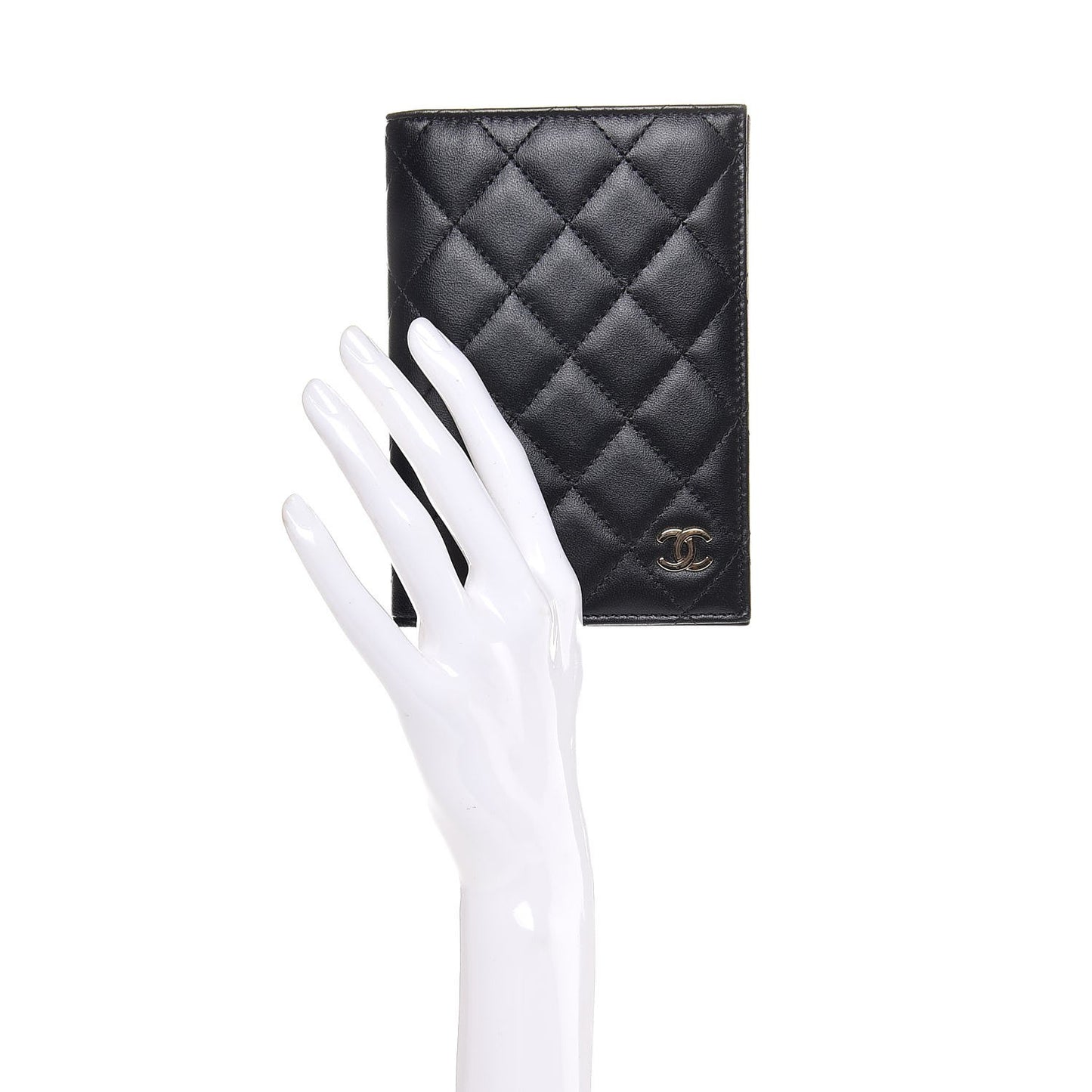 Lambskin Quilted Passport Holder Black