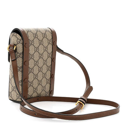 Gucci GG Supreme Monogram Mini Horsebit 1955 Crossbody Bag Beige Brown Sugar 3 of 11