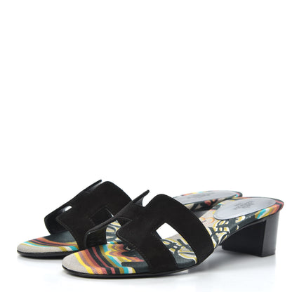 Hermes Suede Oasis Sandals 36 Black 3 of 8