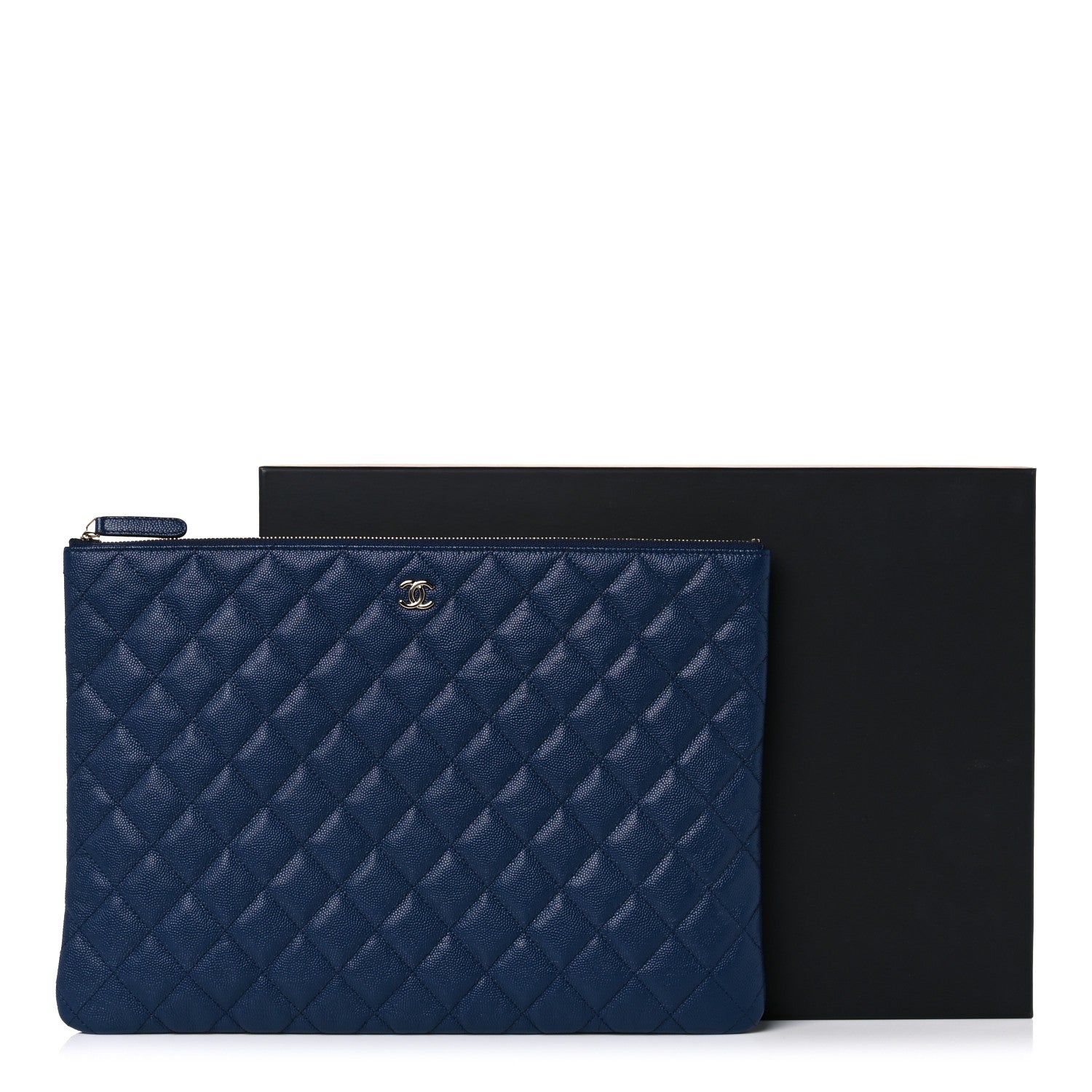 Chanel Caviar Quilted Large Cosmetic Case Navy 8 of 8