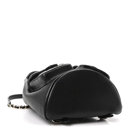 Chanel Shiny Caviar Quilted Small Duma Pockets Drawstring Backpack Black 3 of 10