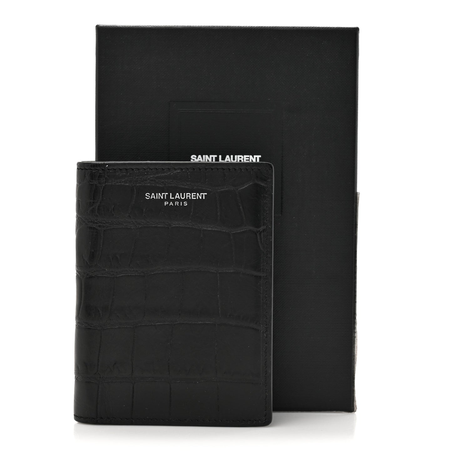 Crocodile Embossed Bi-Fold Wallet Black