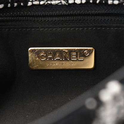 Chanel Tweed Quilted Large Chanel 19 Flap Black White 6 of 10